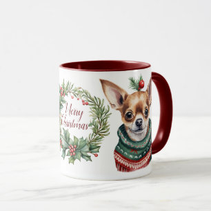 Cute Merry Chihuahua Dog Christmas Mug