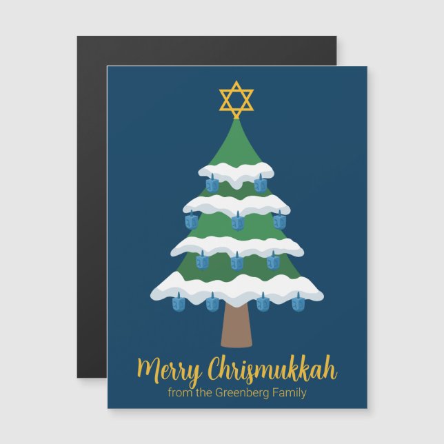 Cute Merry Chrismukkah Tree Magnet Cards (Front/Back)
