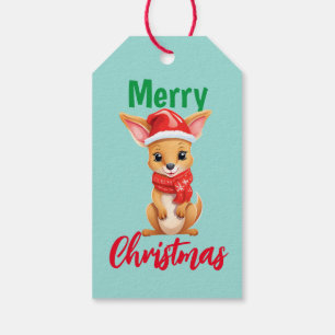 Cute merry christmas Baby Kangaroo Santa Scarf  Gift Tags