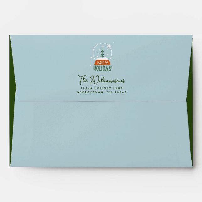 Cute Merry Christmas Blue Pattern Return Address Envelope (Back (Top Flap))