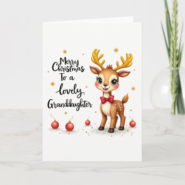 Cute Merry Christmas card for Granddaughter (Front)