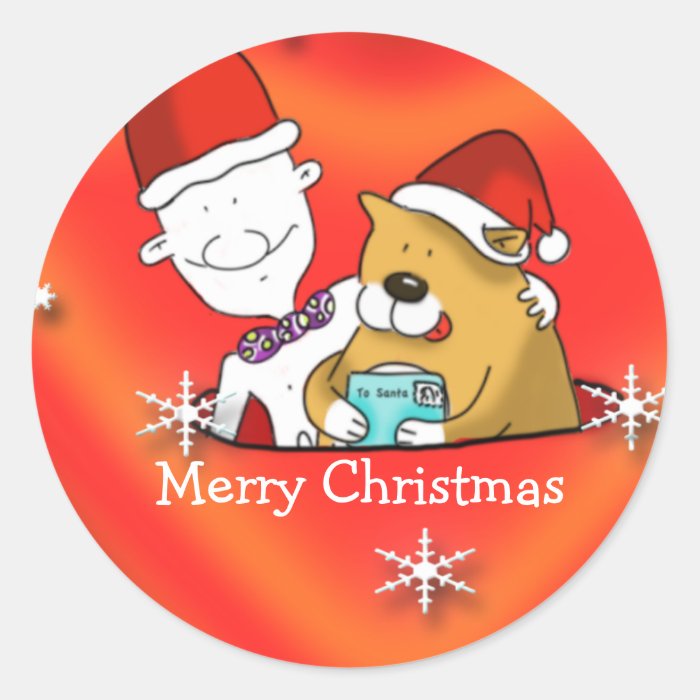 cute  Merry Christmas cartoon Round Stickers