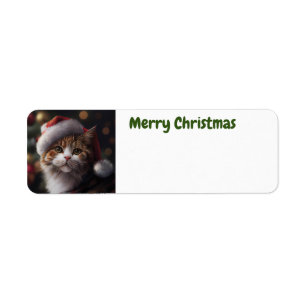 Cute Merry Christmas Cat address label