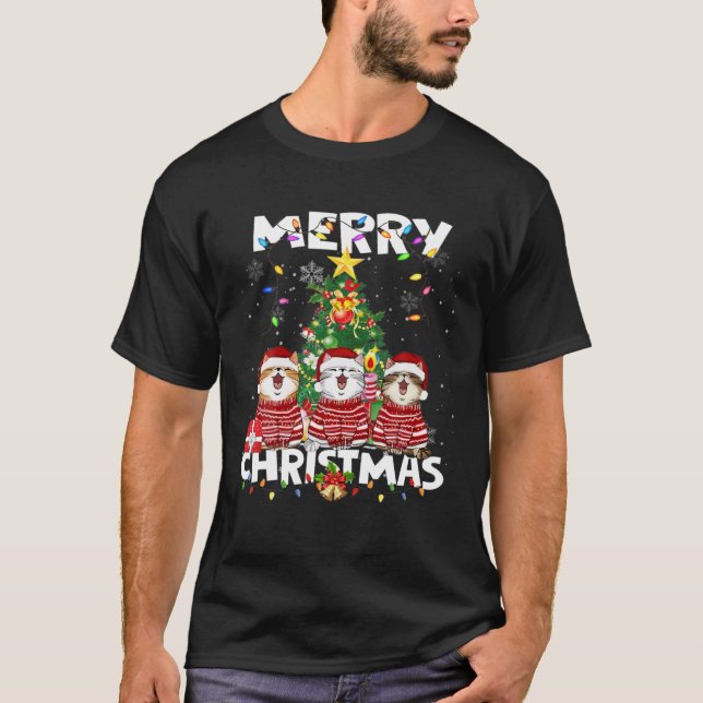 Cute Merry Christmas Cat Catmas Cat Mom Women Chri T-Shirt (Front)