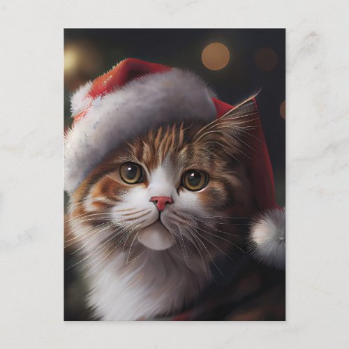 Cute Merry Christmas Cat postcard