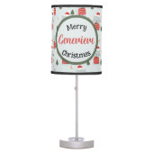 Cute Merry Christmas Cats Seamless Pattern Custom Table Lamp (Front)