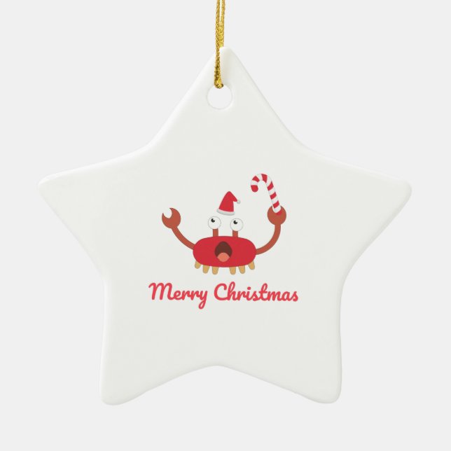 Cute Merry Christmas Ceramic Ornament (Front)