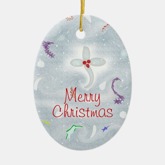Cute Merry Christmas Ceramic Ornament (Front)
