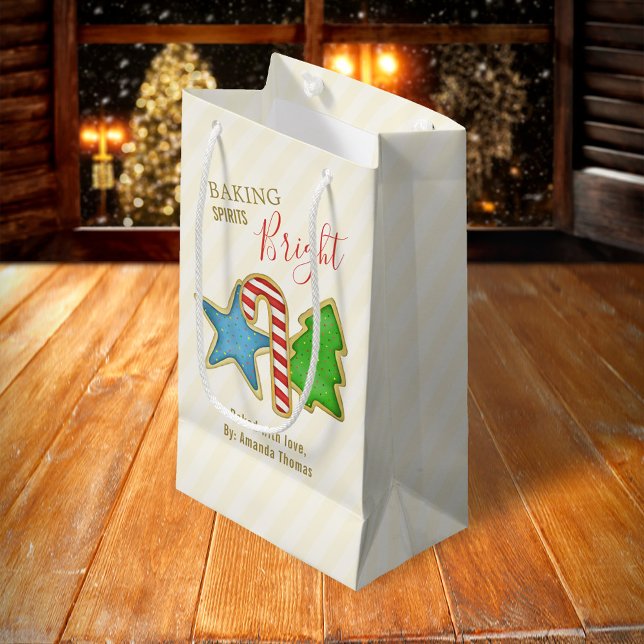 Cute Merry Christmas Cookies Custom Small Gift Bag (Merry Christmas holiday cookie cutters gift bag.)