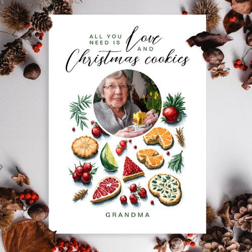 Cute Merry Christmas Cookies Photo Watercolor