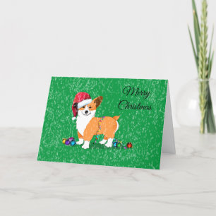 Cute Merry Christmas Corgi Dog Holiday Card