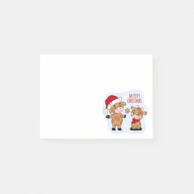 Cute Merry Christmas Cows Festive Modern Post-it Notes (Front)