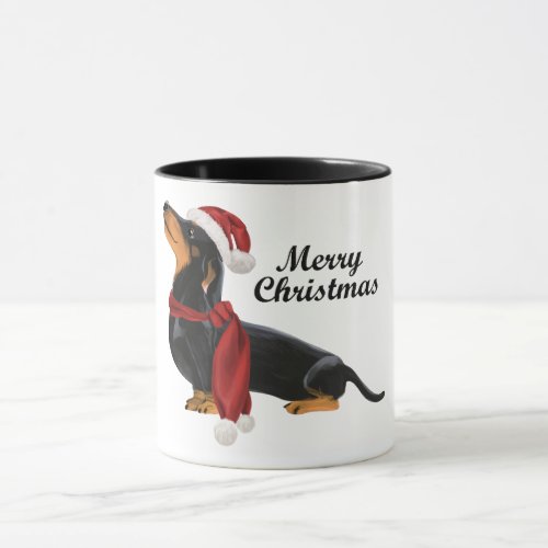 Cute Merry ChristmasDachshund Mug