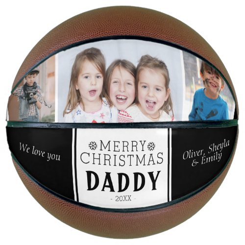 Cute Merry Christmas Daddy Black 3 Photo Collage Basketball