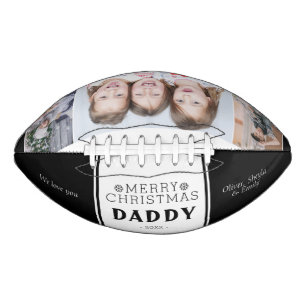 Cute Merry Christmas Daddy Black 3 Photo Collage Football