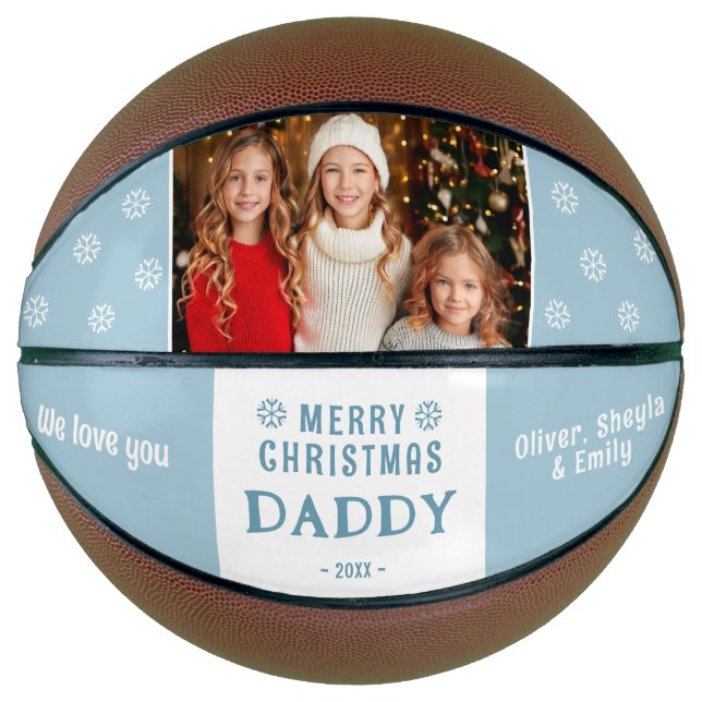 Cute Merry Christmas Daddy Family Photo Basketball (Front)