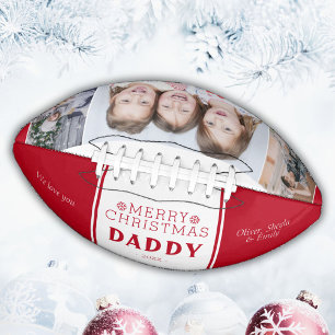 Cute Merry Christmas Daddy Red 3 Photo Collage Football
