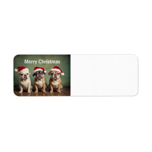 Cute Merry Christmas dogs Label