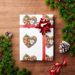 Cute Merry Christmas Donut Cookies Heart Wrapping Paper