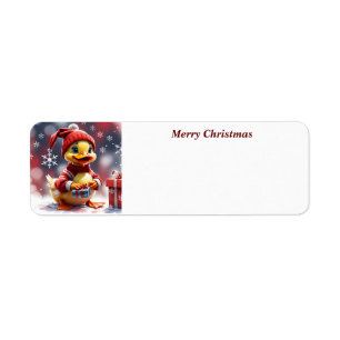 Cute Merry Christmas Duck Label