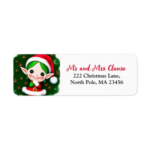 Cute Merry Christmas Elf Cheery Label
