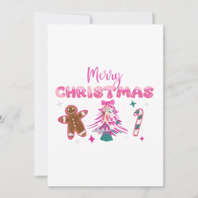 Cute Merry Christmas Gingerbread and Candy Design Invitation (Front)