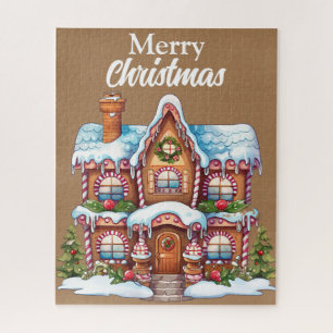 Cute Merry Christmas Gingerbread House Jigsaw Puzzle
