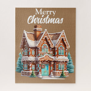 Cute Merry Christmas Gingerbread House Jigsaw Puzzle