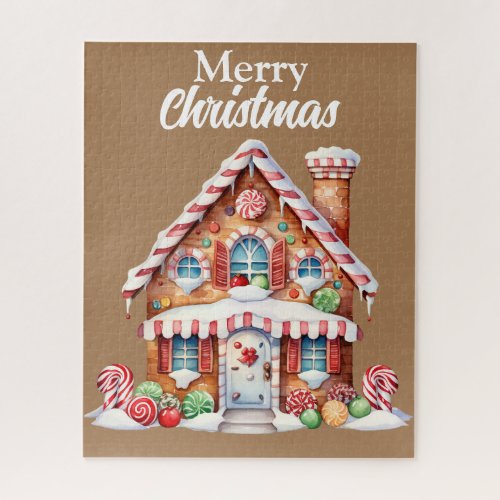 Cute Merry Christmas Gingerbread House Jigsaw Puzzle