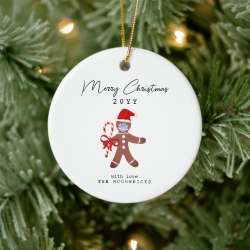 Cute Merry Christmas Gingerbread Man Custom Ceramic Ornament