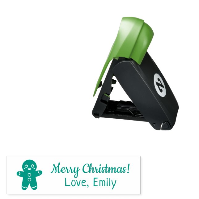 Cute Merry Christmas Gingerbread Man Kids Pocket Stamp (Open with Design)