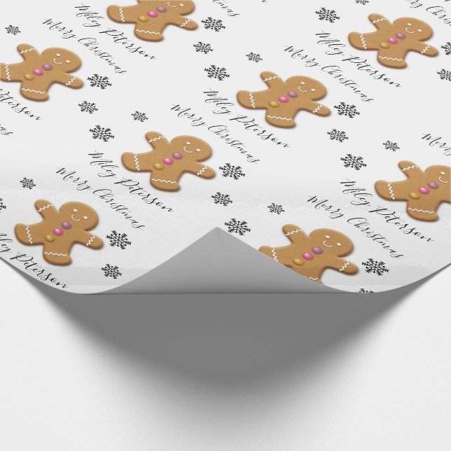 Cute Merry Christmas gingerbread man personalized Wrapping Paper (Corner)