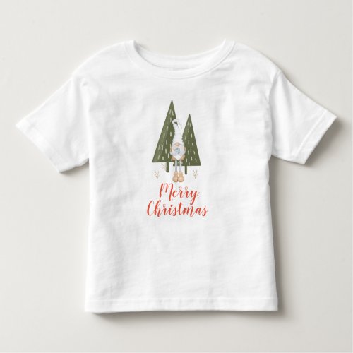 Cute Merry Christmas Gnome Bluebird Toddler T_shirt