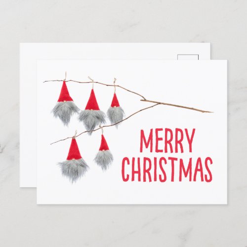 Cute Merry Christmas gnome red hat postcard