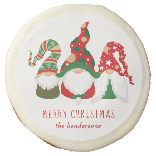 Cute Merry Christmas Gnomes Personalized Sugar Cookie