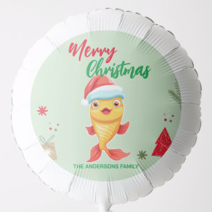Cute merry Christmas gold fish Santa Scarf holiday Balloon