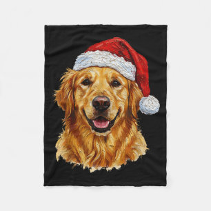 Cute Merry Christmas Golden Retriever Dog Christma Fleece Blanket