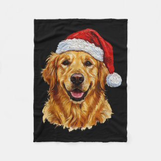 Cute Merry Christmas Golden Retriever Dog Christma Fleece Blanket