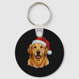 Cute Merry Christmas Golden Retriever Dog Christma Keychain