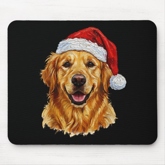 Cute Merry Christmas Golden Retriever Dog Christma Mouse Pad (Front)