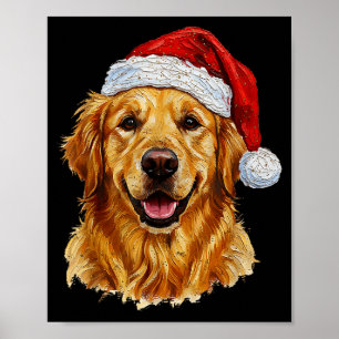 Cute Merry Christmas Golden Retriever Dog Christma Poster