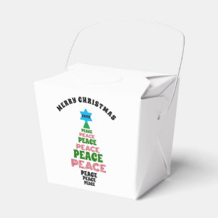 Cute Merry Christmas Green and Red Peace Tree Favor Boxes