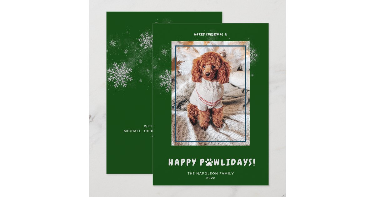 Cute Merry Christmas Happy PAWlidays Pet Photo Ho Holiday Card | Zazzle