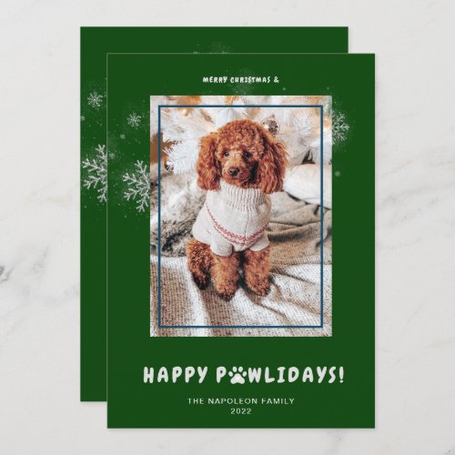 Cute Merry Christmas Happy PAWlidays Pet Photo  Ho Holiday Card