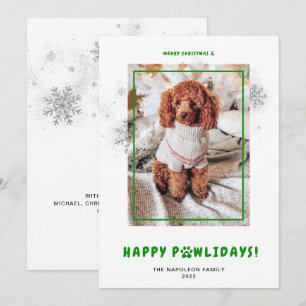 Cute Merry Christmas Happy PAWlidays Pet Photo Hol Holiday Card