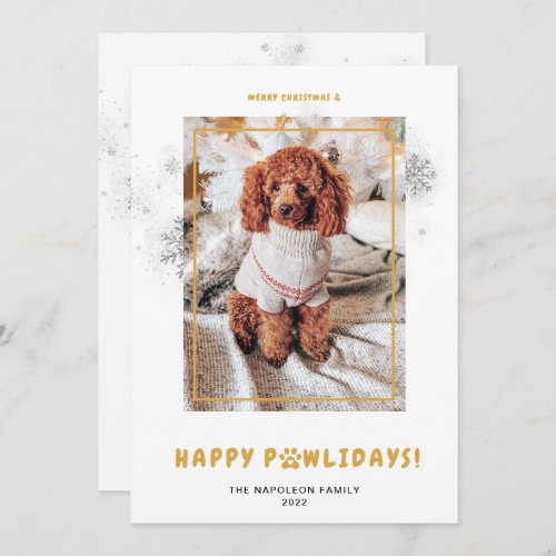 Cute Merry Christmas Happy PAWlidays Pet Photo  Holiday Card