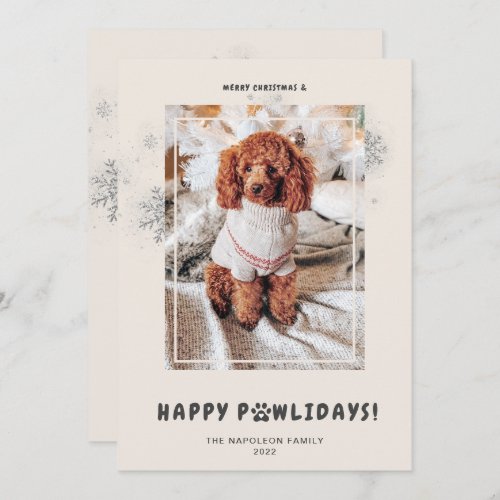 Cute Merry Christmas Happy PAWlidays Pet Photo   Holiday Card