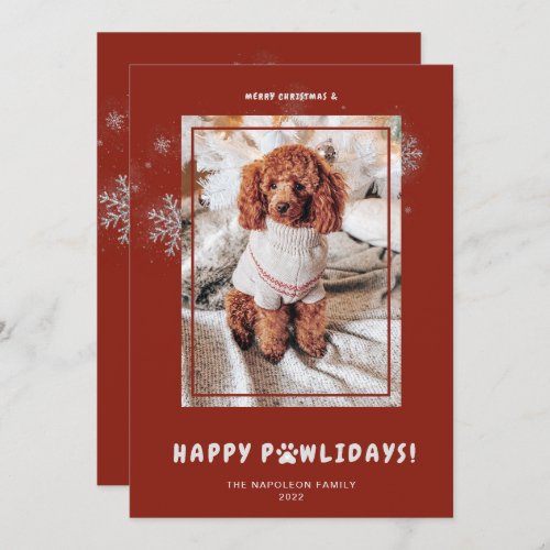 Cute Merry Christmas Happy PAWlidays Pet Photo  Holiday Card
