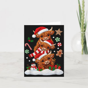 Cute Merry Christmas Highland Cow Christmas Santa Card