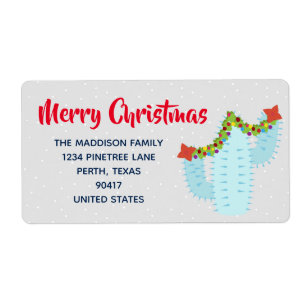 Cute Merry Christmas Holiday Cacti Cactus Address Label